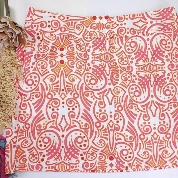 New Adidas ClimaCool Orange Pink White Patterned Golf Tennis Skort Sz 6 - Picture 13 of 14